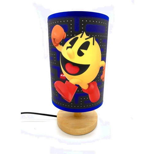 FDECOR Pac-Man Table Lamp Bedside Night Light Wood Base Room Decoration or Great Gift Ideas