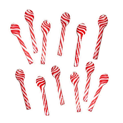 Pathfinder Products Candy Cane Spoons Hot Chocolate Edible Peppermint Spoon Individually Wrapped - 12 Count - Peppermint Flavored