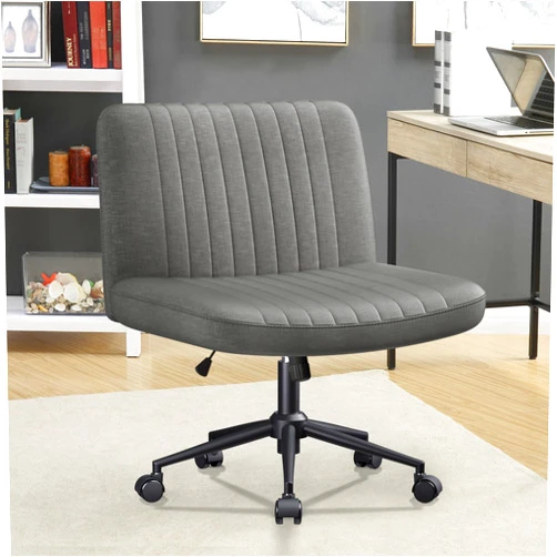 SKOK Criss Cross Chair with Wheels and arms, Adjustable Cross-Legged Office Chair for Home Office (Grey)