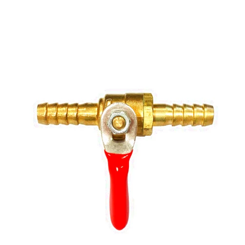 Nigo Industrial Co. NIGO AN99 Series Forged Brass Mini Ball Valve, Hose Barb x Hose Barb, 180 Degree Operation Handle, Rated to 600WOG (1, 3/8