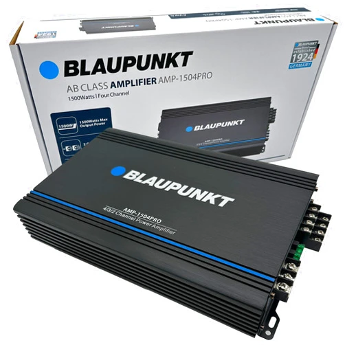 BLAUPUNKT 1504PRO Car Audio 4/3/2-Channel Full Range 2 Ohm Stable Amp Amplifier 1500 Watts Max | Slim and Compact
