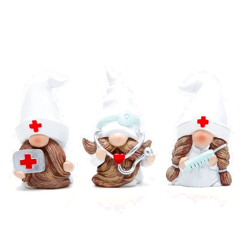 Hodao 3 PCS Doctor Home Gnome Figurines Decoration Doctor Gnomes Ornaments Scandinavian Tomte Elf Decor Gifts Summer Gnomes Figurines Home Decoration Table Hospital Nurse Gnomes Decor