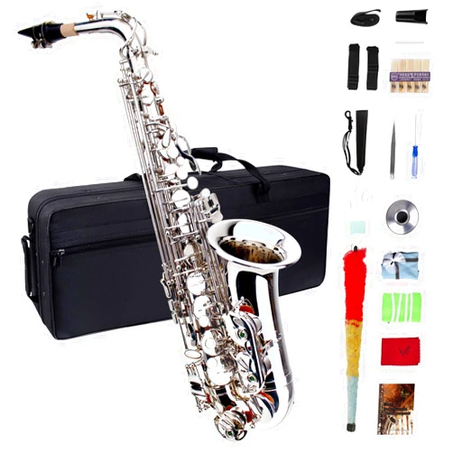 Meperg Eb Alto Saxophone, Beginner Saxophone, Alto Sax, Saxophone for Beginners, Student Alto Saxophone, Professional Saxophone Alto, Beginner Saxophone, Saxofon, Saxaphone Adult (Silver)