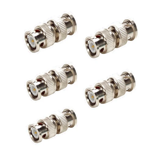TLS.eagle BNC Plug Male to Male Coaxial Coupler Straight Adapter Connector for RG59 Cable Pack of 5