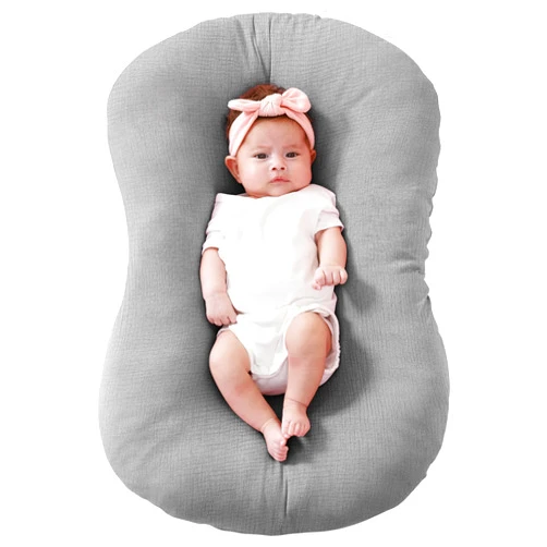 FUNUPUP Muslin Baby Lounger Cover Compatible with Snuggle Me Lounger, Infant Lounger Pillow Cover for Newborn, Removable Newborn Lounger Cover for Boys and Girls, Grey