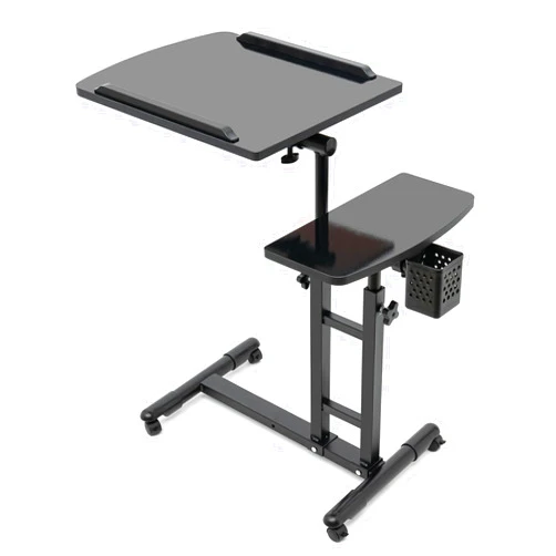 InnaMall Adjustable Tattoo Workstation Cart Table with Mute Universal Wheel, 25 * 15in Dual Workbench Tattoo Workbench Portable Detachable Tattoo Table Mobile Workstation for Beauty Salon, Medical Shop