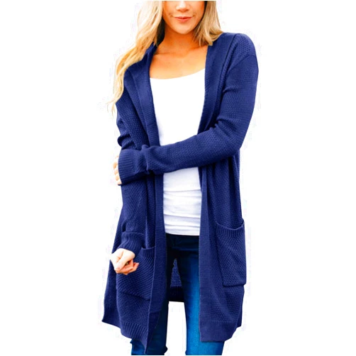 MEROKEETY Women's 2024 Long Sleeve Open Front Hoodie Knit Sweater Cardigan Outwear