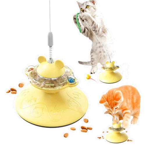 FFDOGGY Cat Interactive Toys for Indoor Cats Kitten Wand Toy Weight Loss Kitty Funny Game Slow Food Dispenser Feeder Treat Dispensing Feeding Pet Supplies Birthday Gift Vine A1
