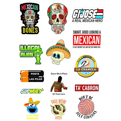 NTICKER 14 Mexican Stickers – Calcomanías Mexicanas para Carro, Laptop – 100% Vinyl Stickers Mexico Funny Decals for Hardhat, Bumper, Laptop, Water Bottle or Lunchbox. Pegatinas, Calcomanias para Autos