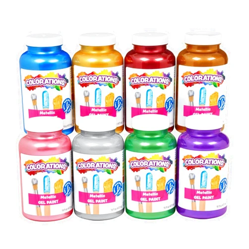 Colorations Metallic Gel Tempera Paints, 16 oz, 8 Colors, Non-Toxic Paint, Craft Paint, Kids Paint, Poster Paint, Paint for Children, Metallic Shimmer Paint, Non Toxic Paint, Home school use