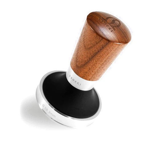 SSOCCI 58.3mm Premium Coffee Tamper. Flat Espresso Tamper for 58mm Portafilter. 316 Stainless Steel Flat (Walnut)