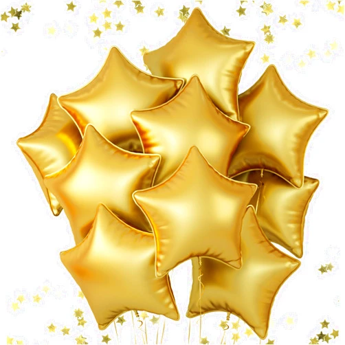 FEYG 18 Inch Metal Gold Star Balloons, 10 Pcs Metallic Gold Star Shape Foil Balloon Helium Balloons, Big Mylar Star Balloons for Wedding, Baby Shower, Birthday Party Decorations