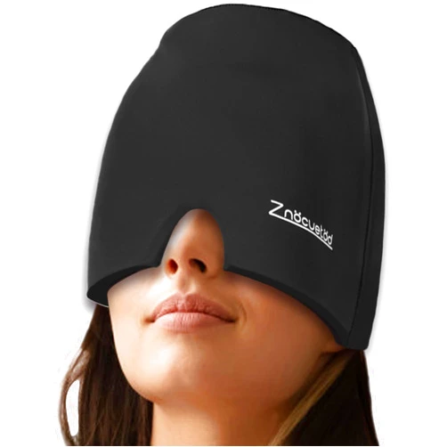 ZNÖCUETÖD Migraine Headache Relief Cap Hat, Head ice Pack Wrap Cooling Gel Ice Beanie Cold Cap Hot/Cold Compress Therapy for Sinus, Stress, Tension, Hangover Headache Pain Relief - Reusable Men Women