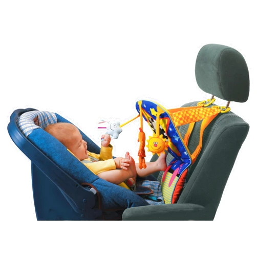 Taf Toys Toe Time Infant Car Seat Toy | Kick and Play Activity Center with Music, Lights, Mirror, and Jingling Toys | Fun Travel Baby Toy for Rear Car Seat | Easier Drive with Newborns, Babies