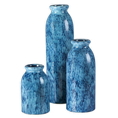 CWLWGO-Blue Ceramic Vases Set, Blue Vases, Farmhouse Country Blue Vases for Home Decor, Vases for Your Kitchen Living Room Table Decoration, Shelf Centerpiece Decor, and Entrance Decoration.