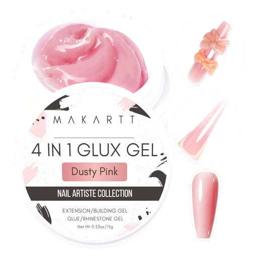 Makartt Solid Gel Builder: 15ML, Non-sticky for Extension 3D Sculpting Nail, UV Glue for Acrylic Tips, Rhinestones Gels Sculpture Hard Gel for Nails UV/LED Lamp Required Dusty Pink