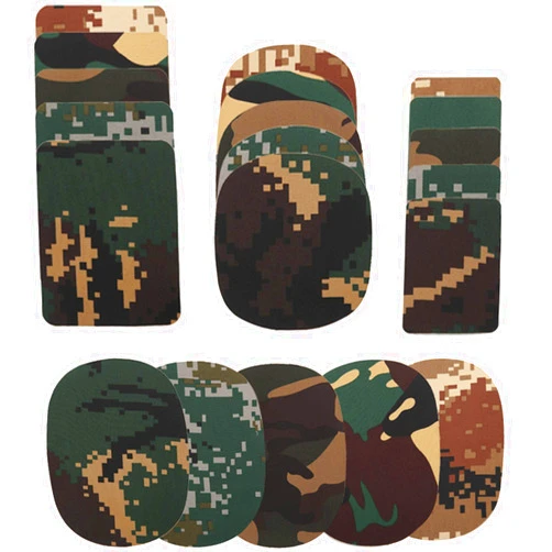 Homiton 20 Pcs Camo Iron On Patches for Jackets Jeans, Clothes Repair Kit with Hot Melt Glue, Clothing Elbow Patches for Holes Decoration, Assorted in 4 Sizes(Camo-2)