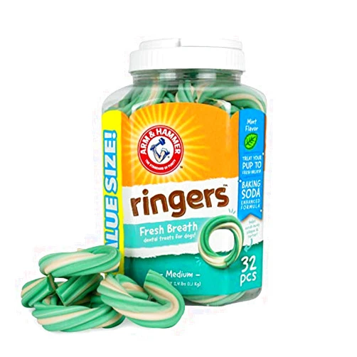 Arm & Hammer for Pets Ringers Fresh Breath Dental Treats for Dogs,Value Pack,32 Pcs Dog Dental Chews Fight Bad Dog Breath,Plaque & Tartar Without Brushing With Baking Soda(Pack of 1,32 Count)