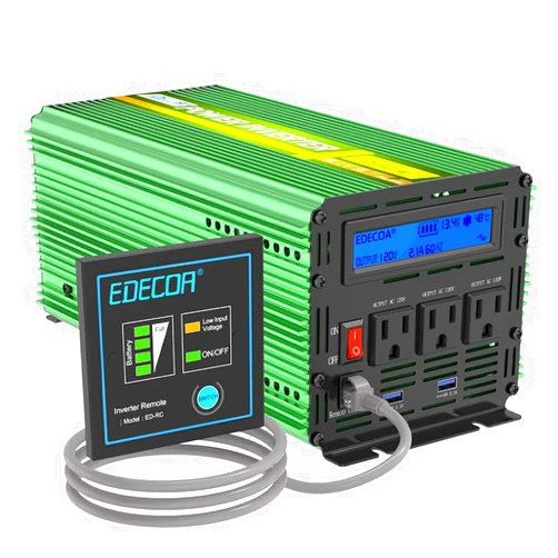 EDECOA 2000W Power Inverter 12V DC to 110V 120V AC 2000 Watts with Remote Control LCD Display USB 3 Outlets for Cars, Trucks, RVs, Rural Cabins