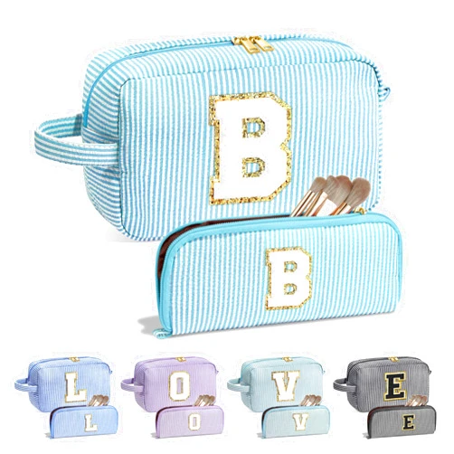 YOOLIFE Bridesmaid Gifts - Bridesmaid Proposal Gifts, Bridal Shower Gifts, Bride To Be Gifts, Bridesmaid Gifts for Wedding Day, Maid of Honor Gifts, Monogram Initial Makeup Bag for Women Her B
