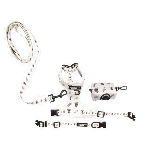 Paw Highness Dog Walking Harness, Collar, Leash & Poo Bag Holder Set Boss Dog Extra Small