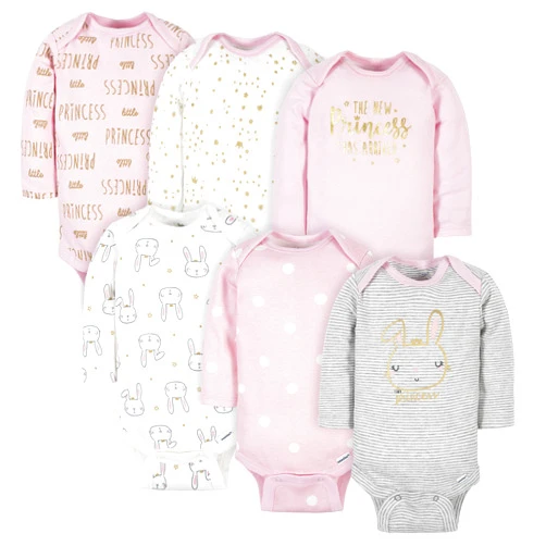 Gerber Baby Girls' 6-Pack Long-Sleeve Onesies Bodysuits