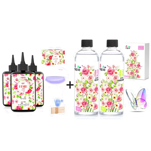 YIEHO UV Resin Kit with Light 300g, Epoxy Resin Hard Transparente 32OZ (1:1)