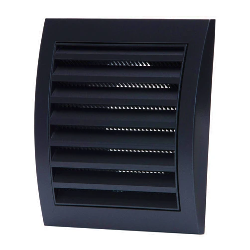 Vent Systems 4'' Inch Anthracite Air Vent Cover and Louvered Bathroom Exhaust Vent, Black Dryer Vent Cover Keeps Out Insects, Birds and Rodents