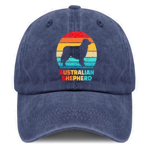 Hclnaoh Australian Shepherd Baseball Cap Summer Fashionable Dog Owner Baseball Cap Adjustable Strap for Adult Cotton Running Cap Dog Lover Gifts Navy Blue