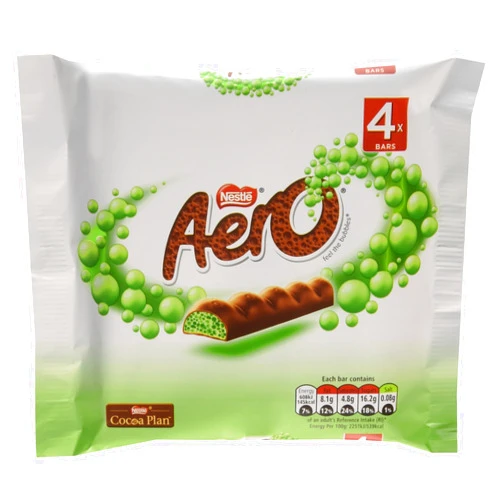 Aero Mint Chocolate Bubbly Bar 4 x 27g Pack - 3.8oz (British Chocolate)