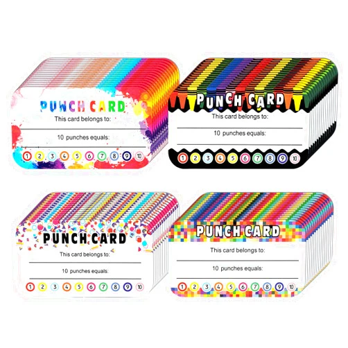 KIUKIUO 320 Pieces Punch Cards Incentive Student Reward Card Awards Loyalty Cards for Classroom Kids Behavior Teachers Students Business punch 3.5 x 2 Inch（4 Styles）