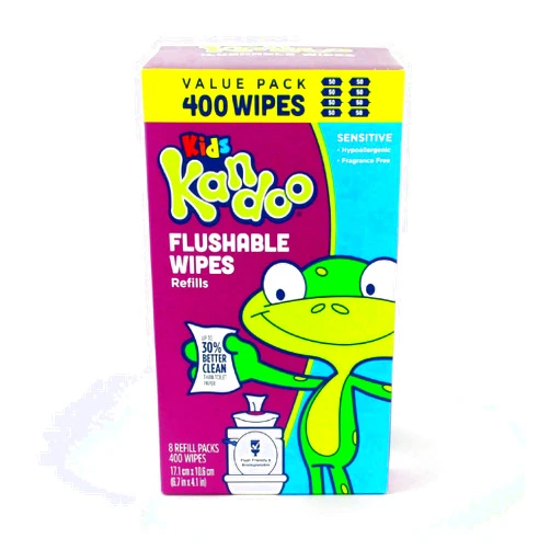 Kandoo Flushable Cleansing Wipes for Babies and Kids, Refill, Sensitive, 400 Count