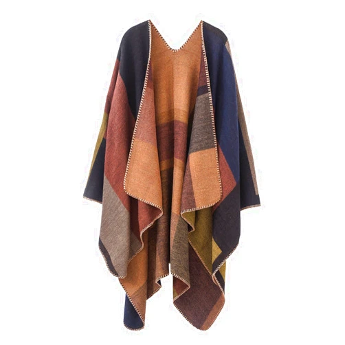 Urban CoCo Women's Color Block Shawl Wrap Open Front Poncho Cape