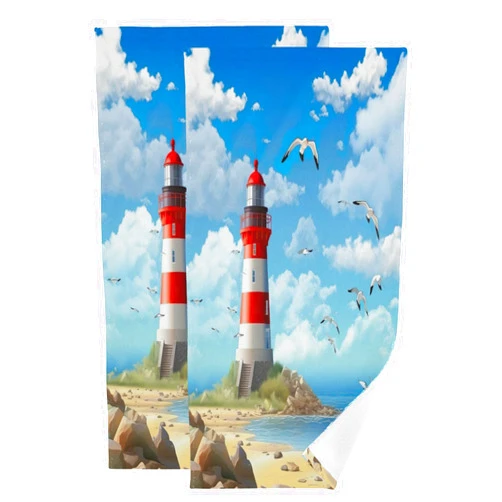 Nesatuwa 2 Pack Lighthouse Hand Towels Ultra Soft & Highly Absorbent Bathroom Kitchen Decorative Hand Towels for Bathroom,Kitchen,Shower,Spa,Fingertip Towels 28 x14 Inch