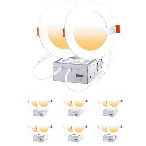 Neoism 12 Lights Led Recessed Lighting 6 Inch Ultra-Thin Recessed Lights with 6 J-Box 5CCT Adjustable Dimmable Canless Wafer Downlight, 24W 2100LM ETL&FCC