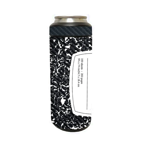 MIGHTY SKINS MightySkins Carbon Fiber Skin Compatible with YETI Rambler 12 OZ Colster Slim Can - Composition Book | Protective, Durable Textured Carbon Fiber Finish | Easy to Apply | Made in The USA