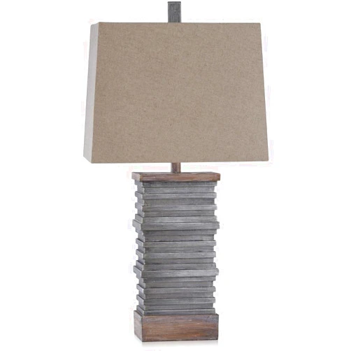 Stylecraft Home Collection Casual Stacked Plate Design Table Lamp - Slate & Sepia