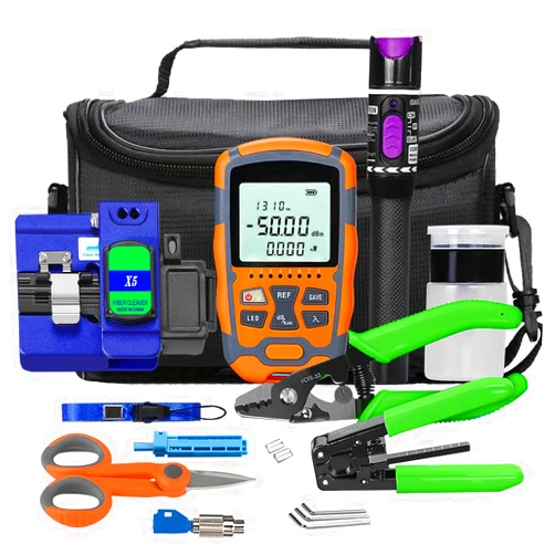 N/ YICIZOL 30km Visual Fault Locator,Optic Fiber power Meter with FC,SC Connector, Optic Fiber Cleaver and FC/UPC(Male) to LC/UPC(Female) Adapter FTTH tool kits for CATV engineering (YC-X5)
