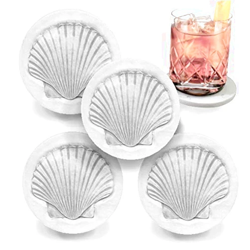 McCarter Coasters Scallop Shell Coasters - Absorbent Drink Coasters - Beach & Nautical Decor - set of 4