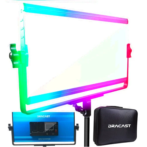 Dracast X Series LED1000 - RGB and Bi-Color 2800-8000K LED Video Light | App Control | Dimmable 0-100% | CRI & TLCI 96+ | Dual NP-F Battery Plate