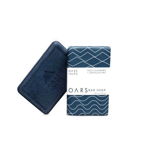 Oars + Alps Blue Charcoal Exfoliating Men's Bar Soap, Dermatologist Tested and Made with Clean Ingredients, Travel Size, 1 Pack, 6 Oz