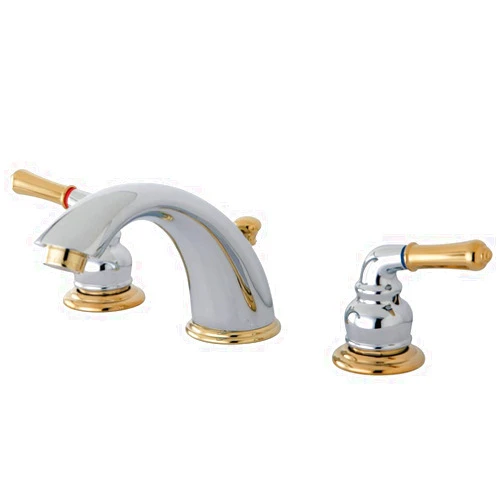 Kingston Brass KB964 Magellan Widespread Bathroom Faucet, 8-Inch Adjustable Center, Polished Chrome/Polished Brass