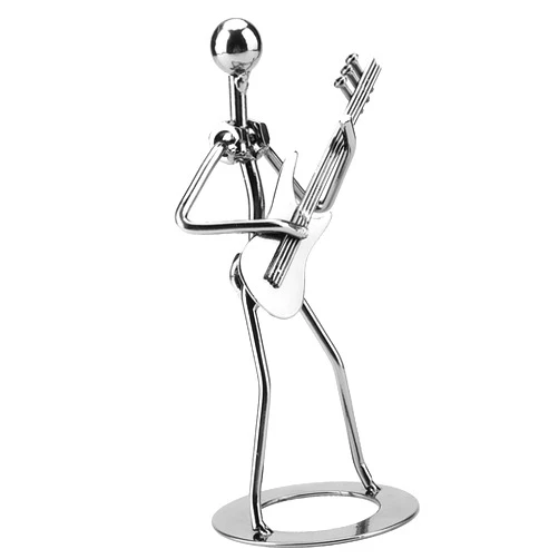 TOPINCN Iron Guitar Player Figurine, Small Iron Sculpture Metal Musician Player Collectible, Metal Musician Guitar Player Statue, Guitar Collectible Figurine Hand Soldering Home Decor Art