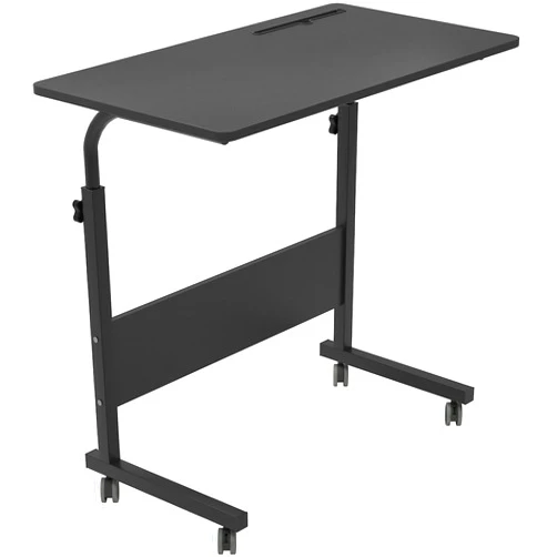 soges Rolling Laptop Desk Cart Height Adjustable, 31.5 inches Mobile Sofa Side Table with Tablet Slot, Portable Standing Laptop Table Desk, Small C Table for Sofa Couch Bed, Black