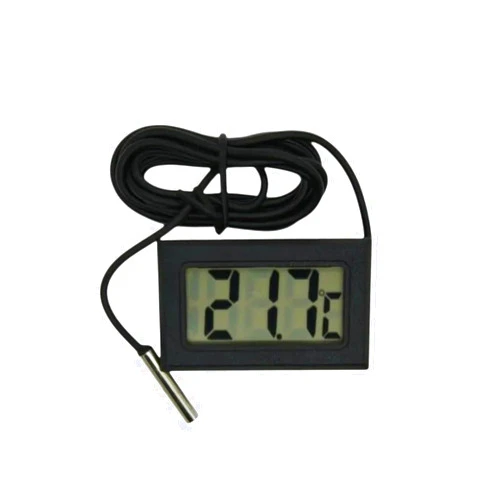 FICEMETOI Fy-10 Black | Mini Digital LCD Thermometer Sensor Hygrometer Gauge Refrigerator Aquarium Monitoring Display Humidity Detector
