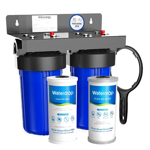 Waterdrop Whole House Water Filter System, Reduce Iron & Manganese, with Carbon and Sediment Filters, 5-Stage Filtration, Reduce Iron, Lead, Chlorine, Odor, 2-Stage WD-WHF21-FG, 1