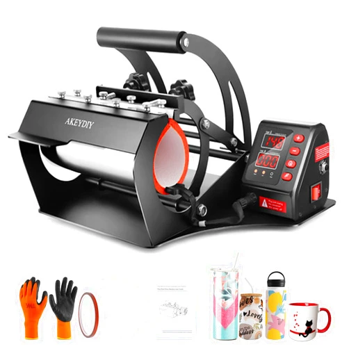 WONFUY Tumbler Heat Press Machine, Pro Cup Mug Heat Press for 11OZ-30OZ Straight Skinny Sublimation Tumblers, Portable Mug Press DIY Printing Mug Heat Transfer Tumbler Press