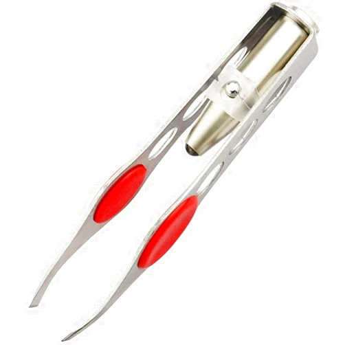 Junfamilee Silver Tweezer With LED Light For Hair Removal Makeup Tool Eyebrow Eyelash Tweezers, Lash Trimmer, Round Trimmer, Brow Tools, Hair Tweezers, Ingrown For Tweezer, Tweeze, Women's