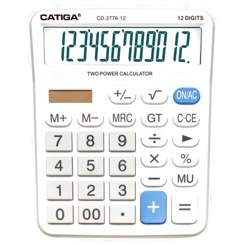 CATIGA Premium Commercial 12-Digit Large Desktop Calculator with Huge 5-Inch LCD Display Screen, Giant Responsive Buttons, Battery and Solar Powered, Perfect for Home/Office Accounting Finance Use, CD-2776