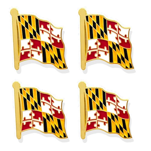 HSQCEZ 4 Pack Maryland Flag Lapel Pin - Maryland people Flags Pins Lapel Hat Backpacks Suit Decoration & Men Women Waving Patriotic Enamel Metal Badge Souvenir